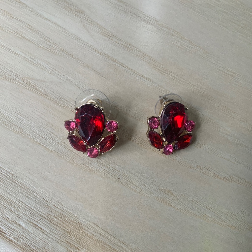Red and Pink Costume Jewelry Earrings